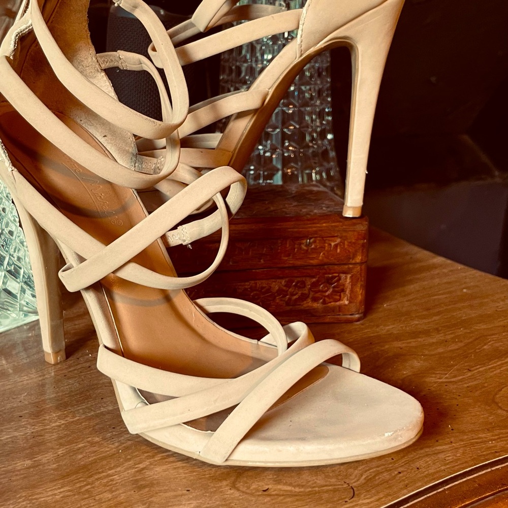 Gently used, almost like new Anne Michelle strapped nude heels.